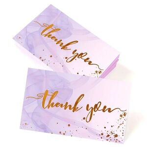 💜 NWT Purple and Gold Thank You Cards (50 Cards)